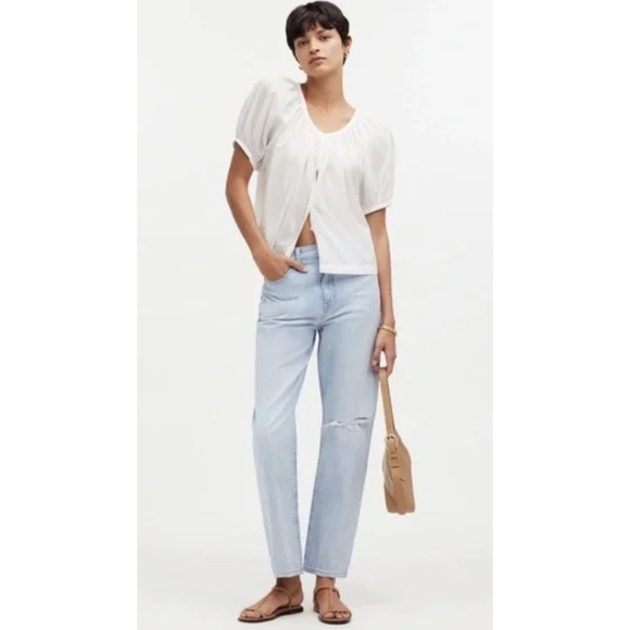 Madewell Denim - Madewell 90s Straight Crop Jeans Women's Size 33 Light Wash Distressed Denim